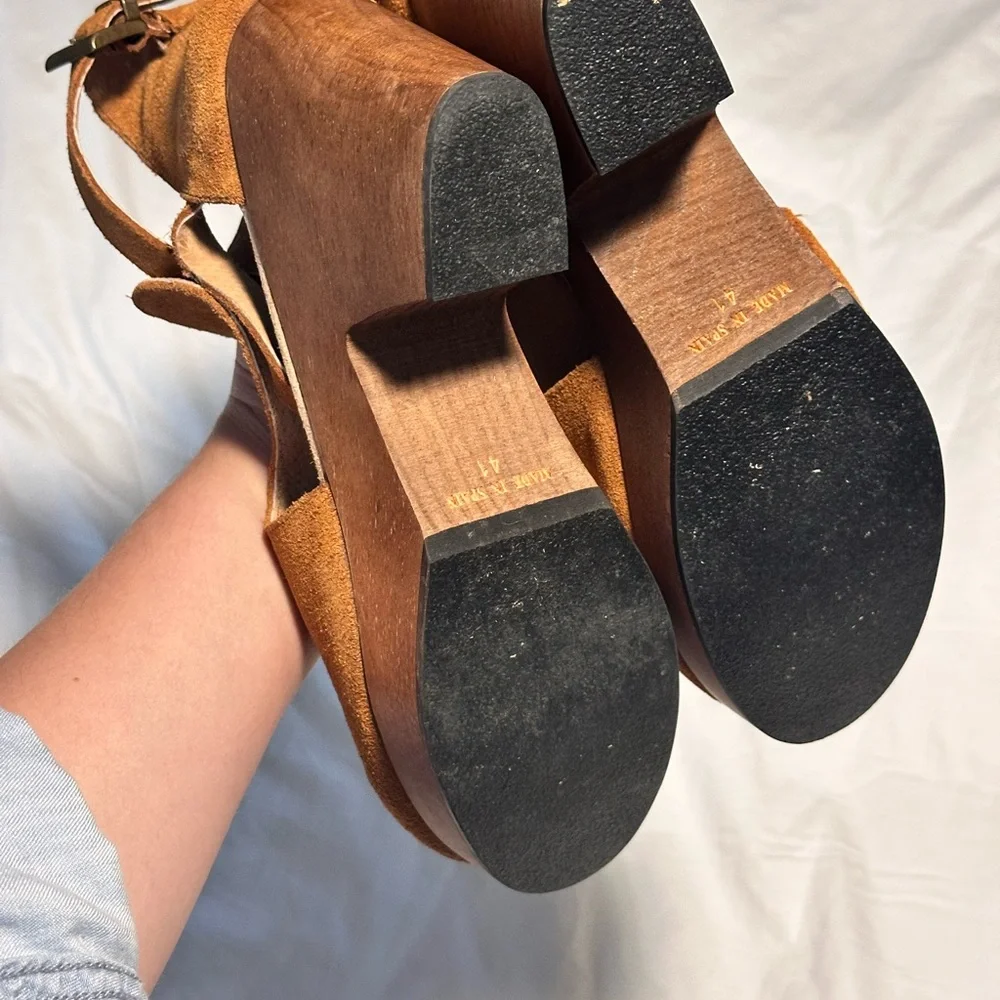 Free People Brown Platform Ankle Boots with Chunky Heel - Picture 4 of 6